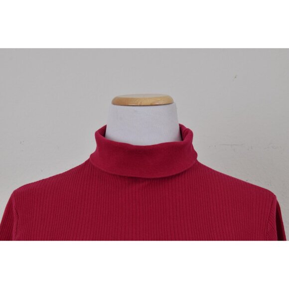Vintage 90s Crimson Red Turtle Neck  shirt |‎ size L 14-16 - Picture 5 of 10